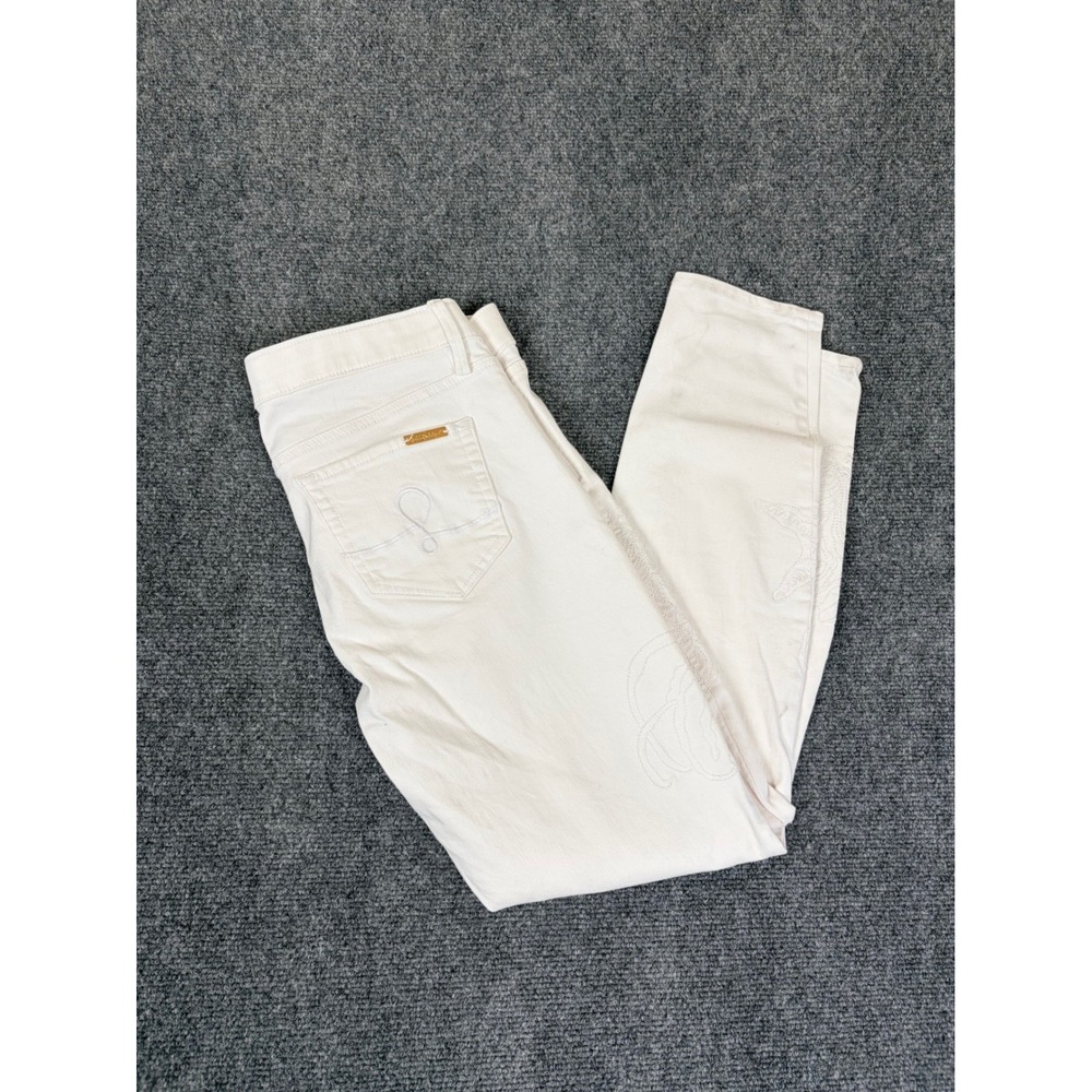 Lilly Pulitzer South Ocean Skinny Crop White Embroidered Pants Size 8 RN88189